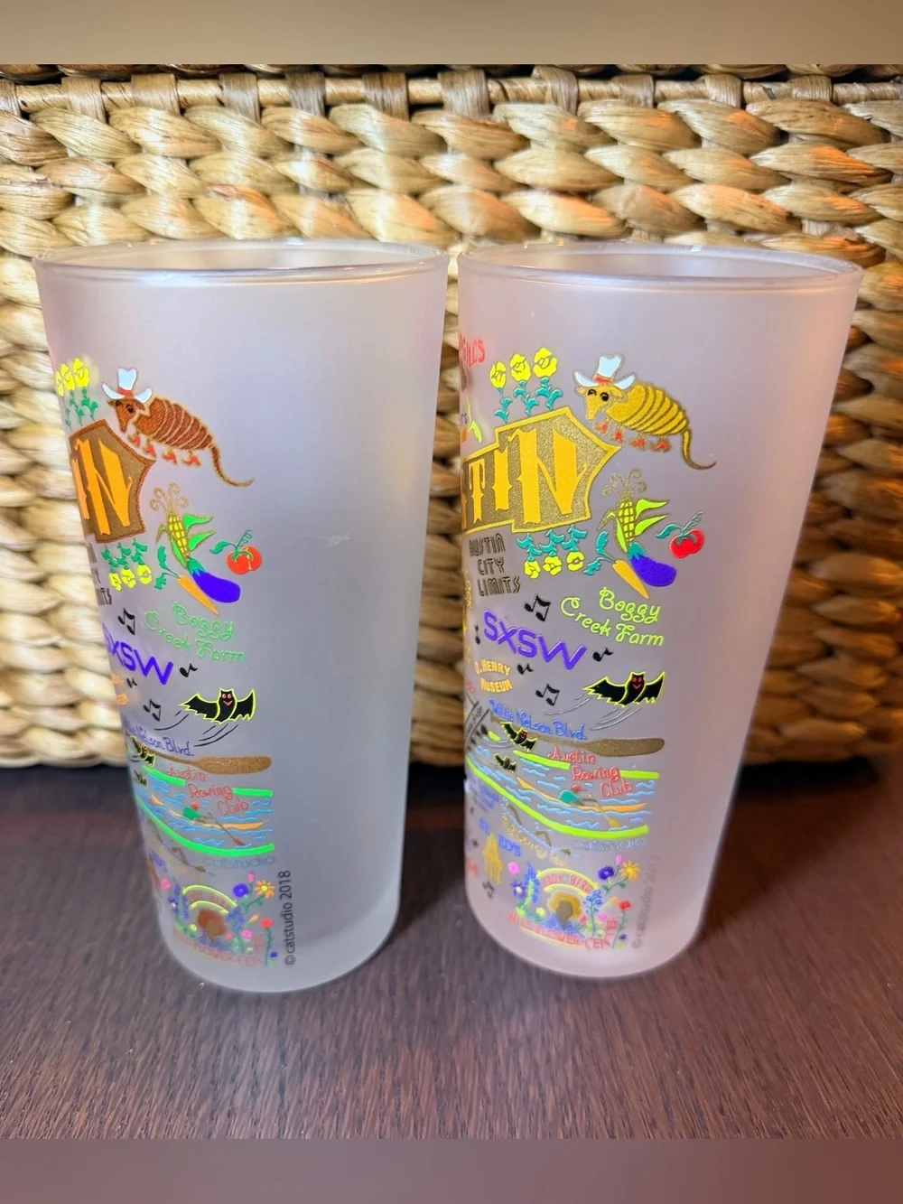 Austin Souvenir Frosted Glass Tumblers